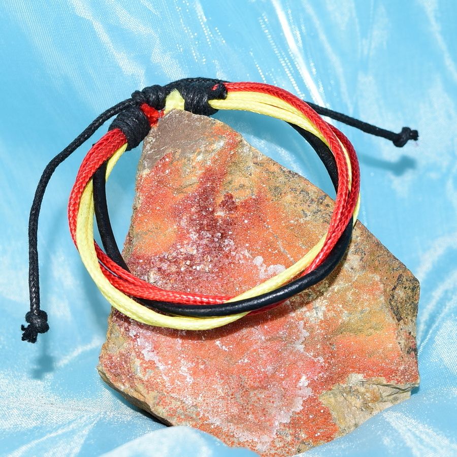 Roja Amarilla Multi Layer Leather Bracelet Black Red Yellow Unisex Gift Packaged