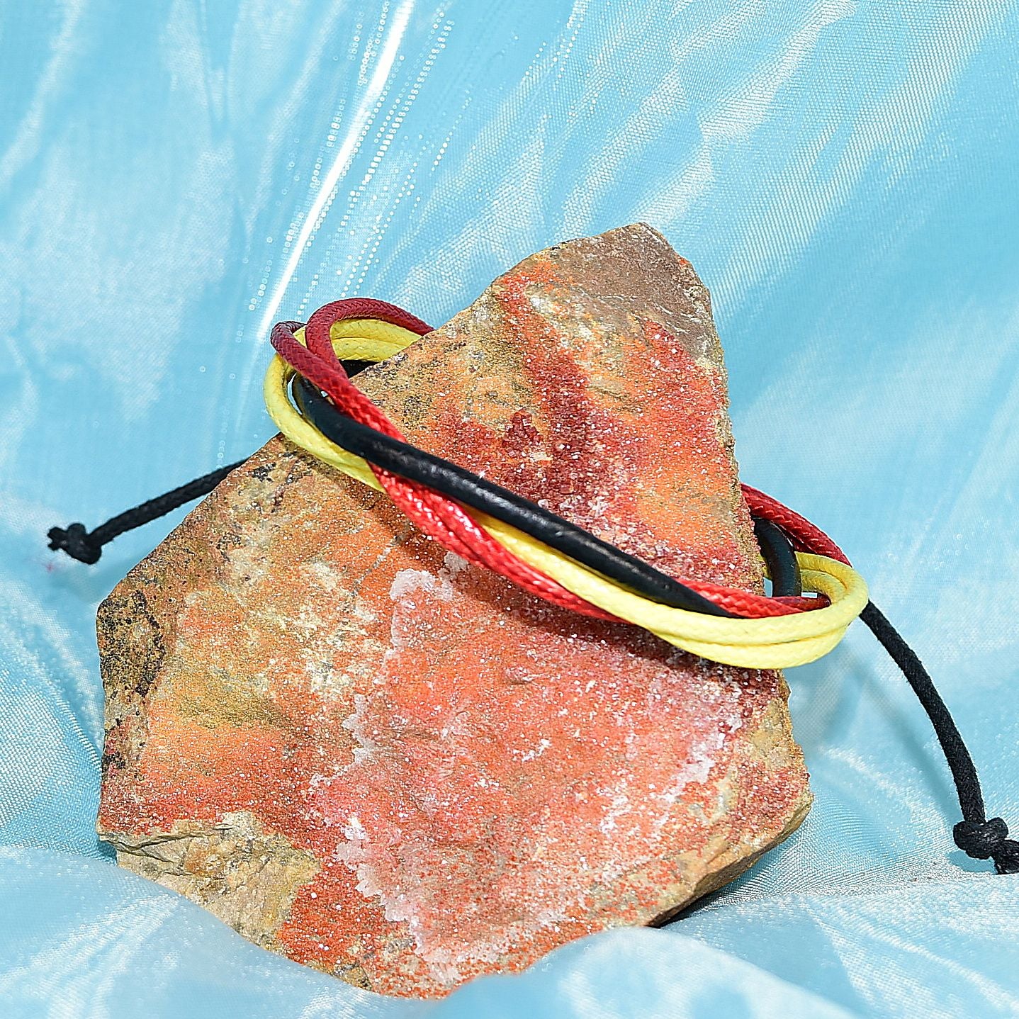 Roja Amarilla Multi Layer Leather Bracelet Black Red Yellow Unisex Gift Packaged
