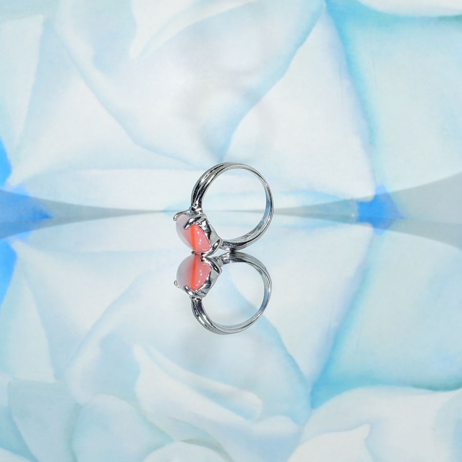 Ayla Lena Oval Cream Orange Apricot Agate Silver Ring Womens Size 6.5 Gift Boxed