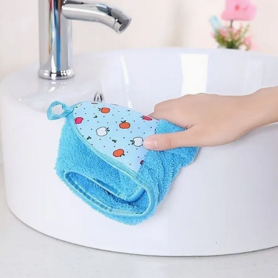 Anna Apple Decorative Fingertip Towel with Hanging Loop Sky Blue Gift Packaged