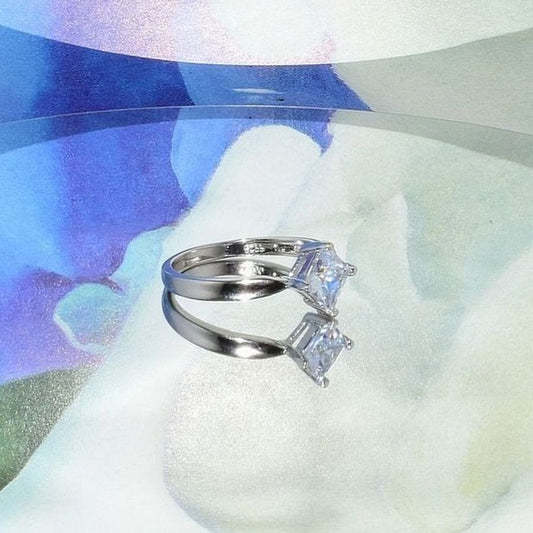 Reina Princess Cut Rhombus Solitaire 925 Sterling Silver Ring Size 8 Gift Boxed