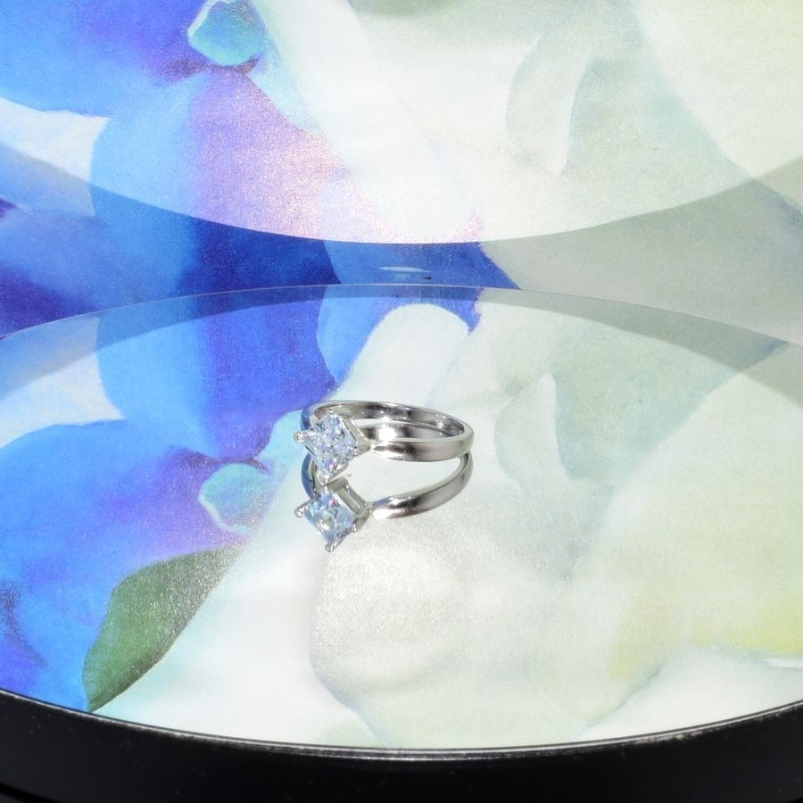 Reina Princess Cut Rhombus Solitaire 925 Sterling Silver Ring Size 8 Gift Boxed