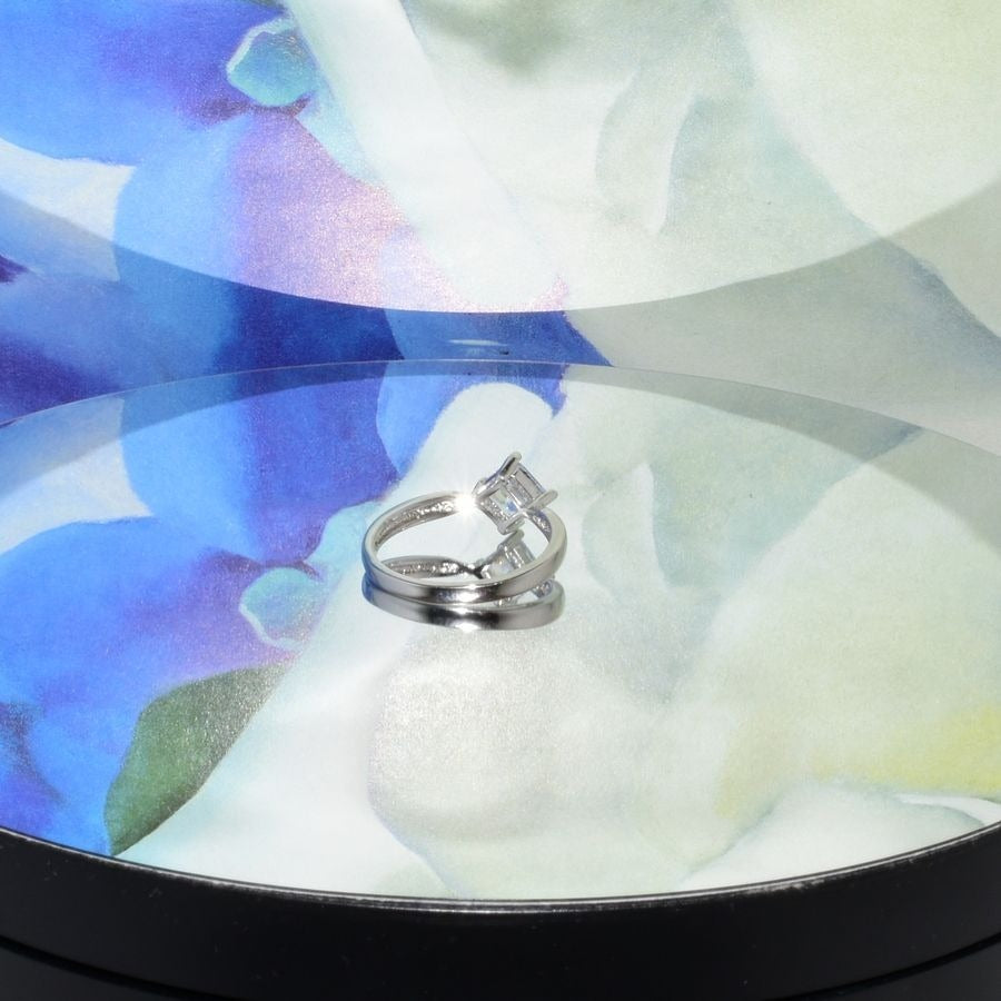 Reina Princess Cut Rhombus Solitaire 925 Sterling Silver Ring Size 8 Gift Boxed