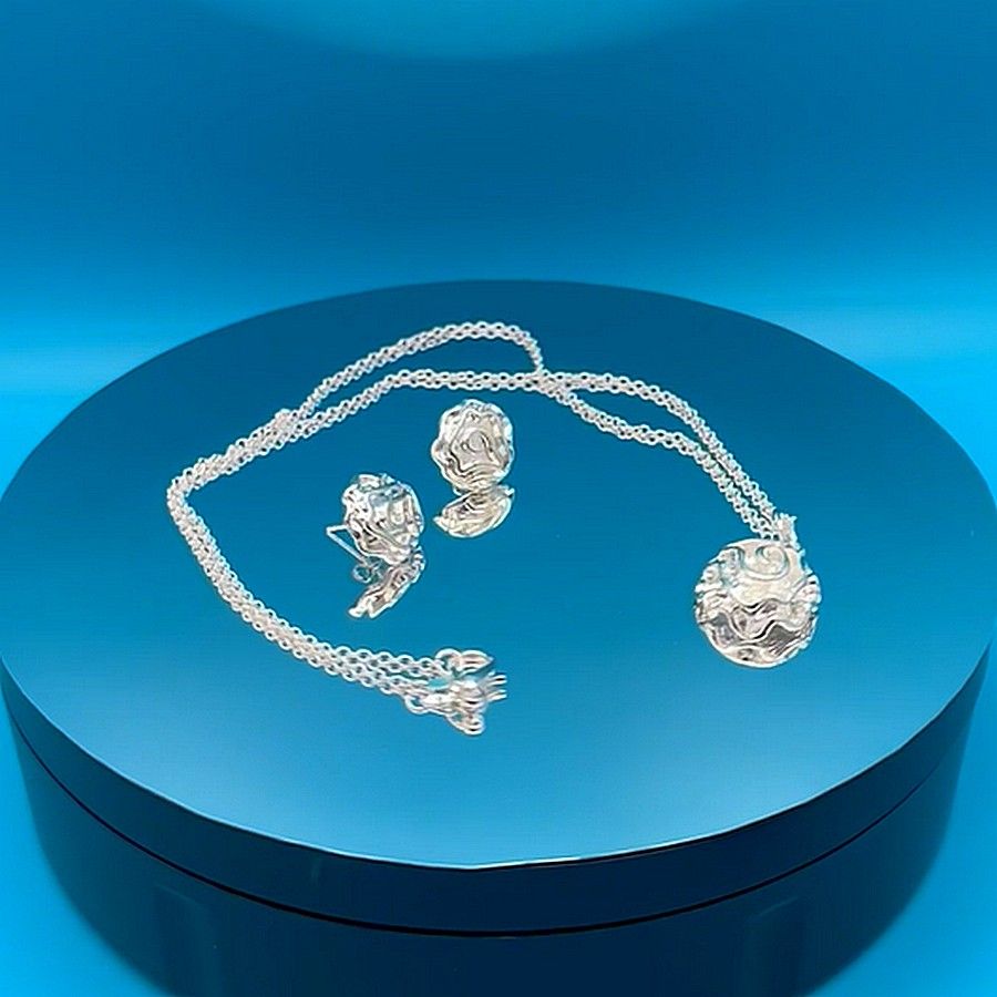 Alisha Cupcake Dreams Abstract Flower Design Sterling Silver Jewelry Set Gift