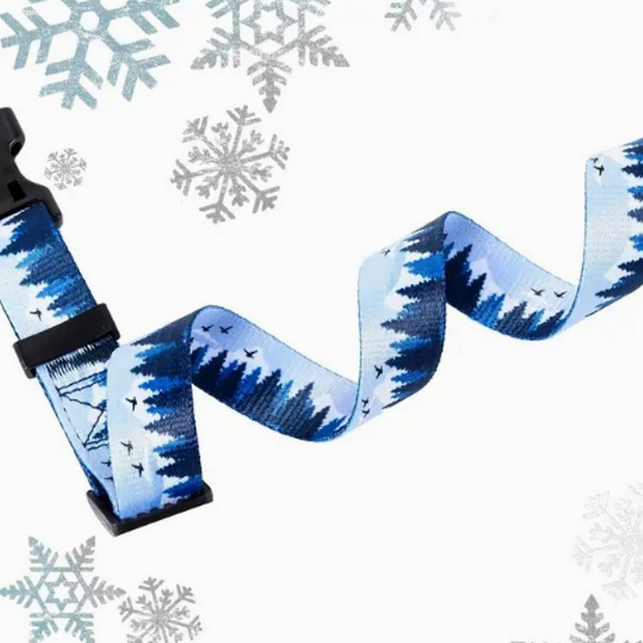 Serene Mountain Quick Release D Ring Dog Collar Medium Blue on Blue Gift Package