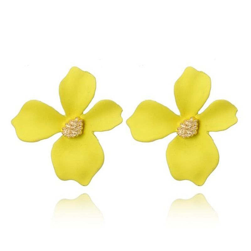 Collette Blooms Flower Petal Stud Earrings Sweet Yellow