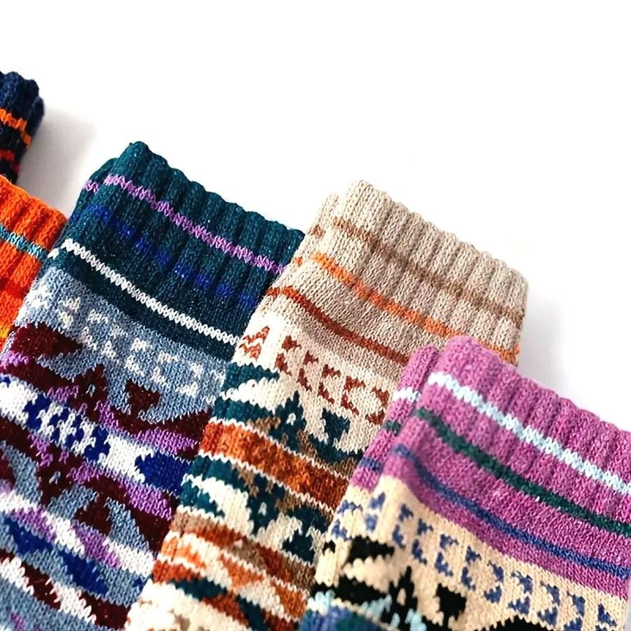 Kinley Adan Aztec Pattern Winter Socks for Women Cream Orange Gift Packaged
