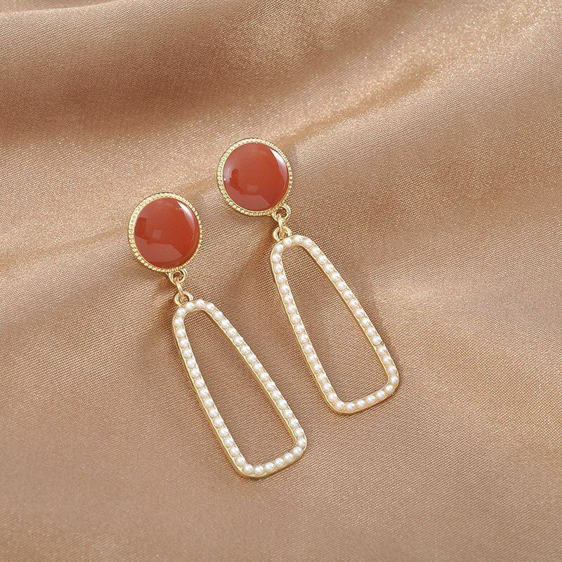 Lauren Ellie Rectangular Dangle Sweet Pearl Accented Earrings Gift Packaged
