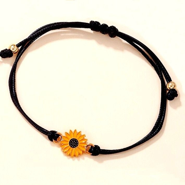 Allyson Aurora Sunflower Double Leather Strand Bracelet