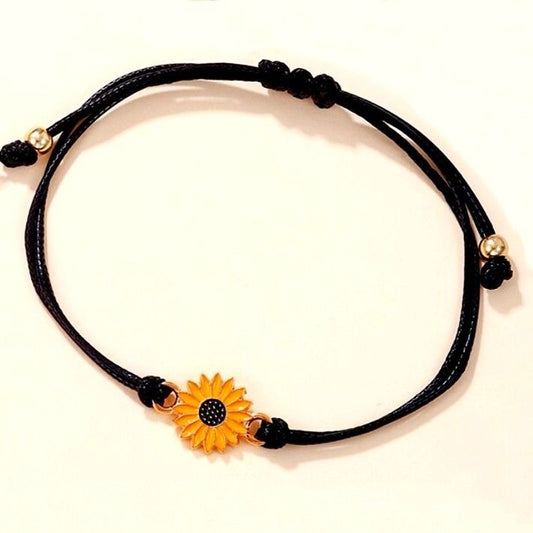 Allyson Aurora Sunflower Double Leather Strand Bracelet