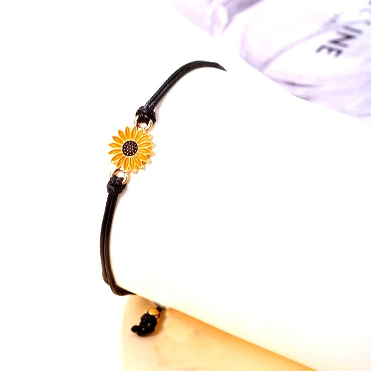 Allyson Aurora Sunflower Double Leather Strand Bracelet