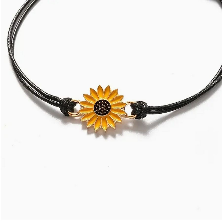 Allyson Aurora Sunflower Double Leather Strand Bracelet