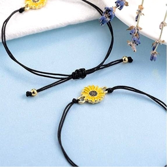Allyson Aurora Sunflower Double Leather Strand Bracelet