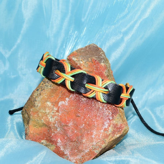 Kelly Crossover Boho Sliding Wax Tie Leather Bracelet Black Gift Packaged