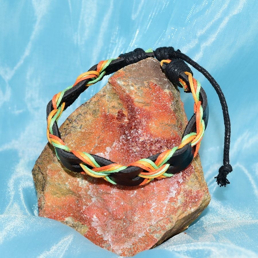 Kelly Crossover Boho Sliding Wax Tie Leather Bracelet Black Gift Packaged