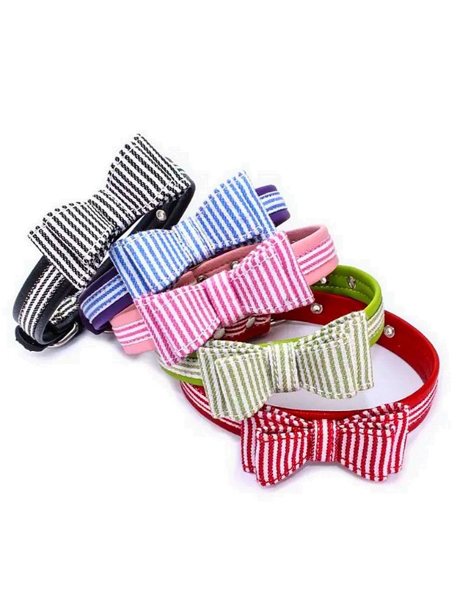 Zachary Saylor Preppy Black Oxford Stripe Bow Tie Dog Collar Medium Gift Package