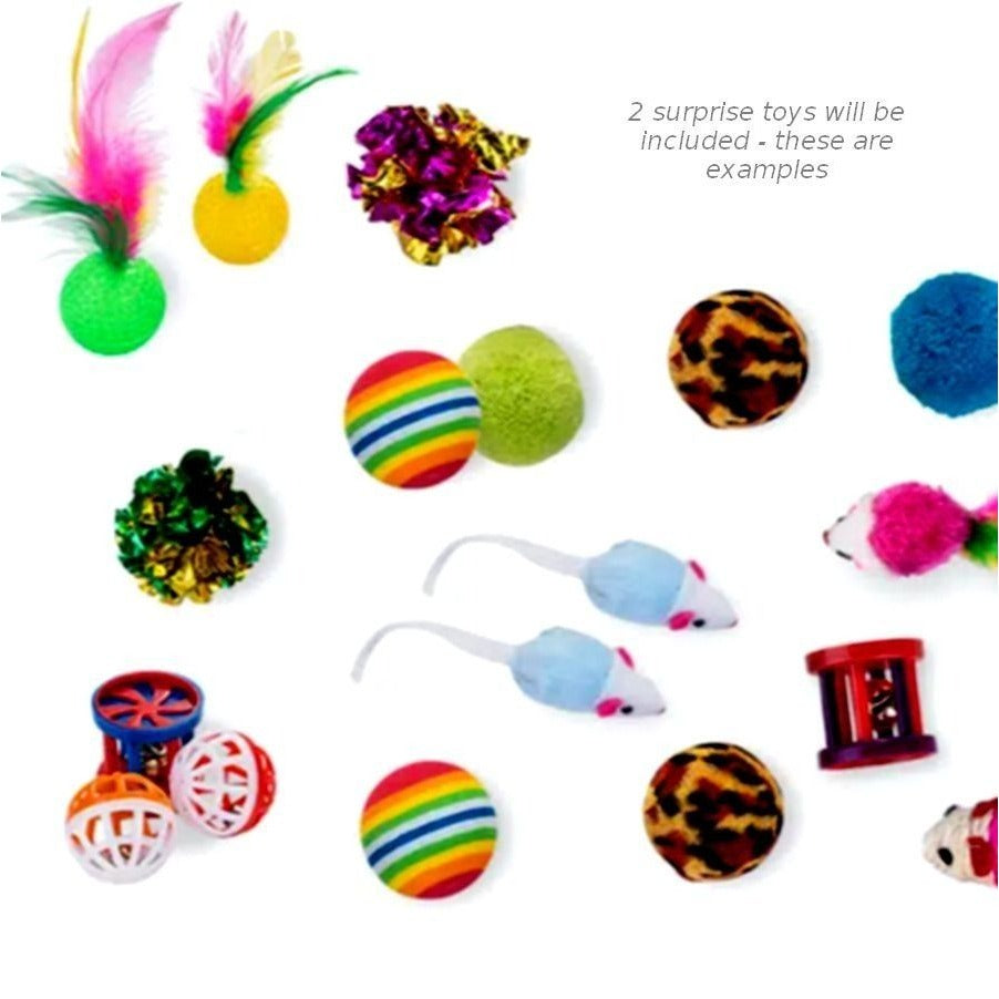 Jamie Jase Blue Gingham Plaid Bell Accented Cat Collar with Toys Gift Package