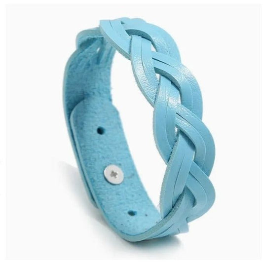 Rory Elyse Braided Candy Color Woven Leather Bracelet Blue