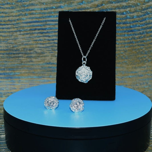 Alisha Cupcake Dreams Abstract Flower Design Sterling Silver Jewelry Set
