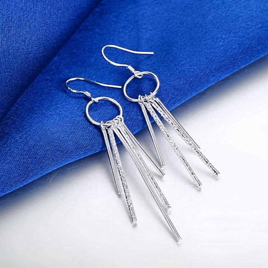 Sara Noval Modern Vertical Bar 925 Sterling Silver Dangle Earrings Gift Packaged