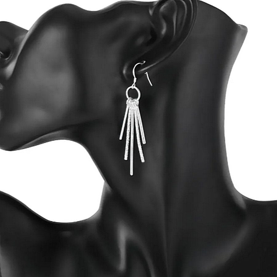 Sara Noval Modern Vertical Bar 925 Sterling Silver Dangle Earrings Gift Packaged