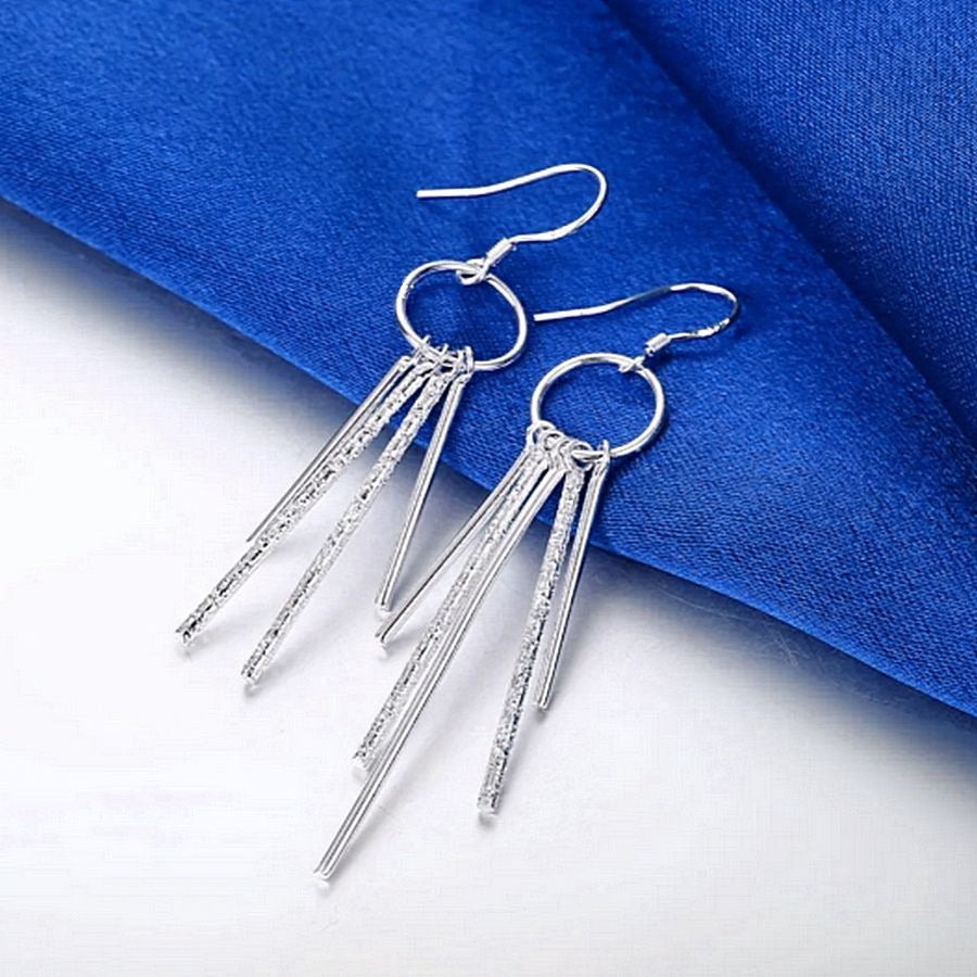 Sara Noval Modern Vertical Bar 925 Sterling Silver Dangle Earrings Gift Packaged