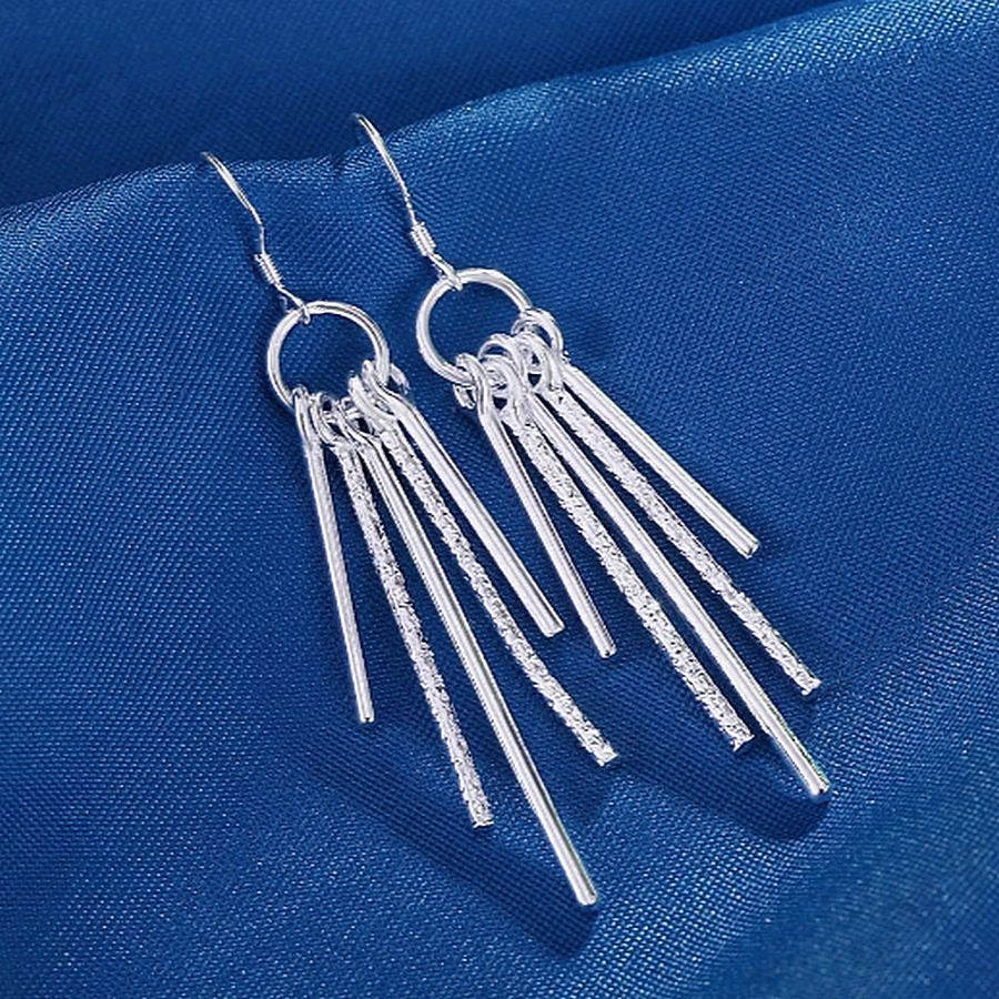 Sara Noval Modern Vertical Bar 925 Sterling Silver Dangle Earrings Gift Packaged