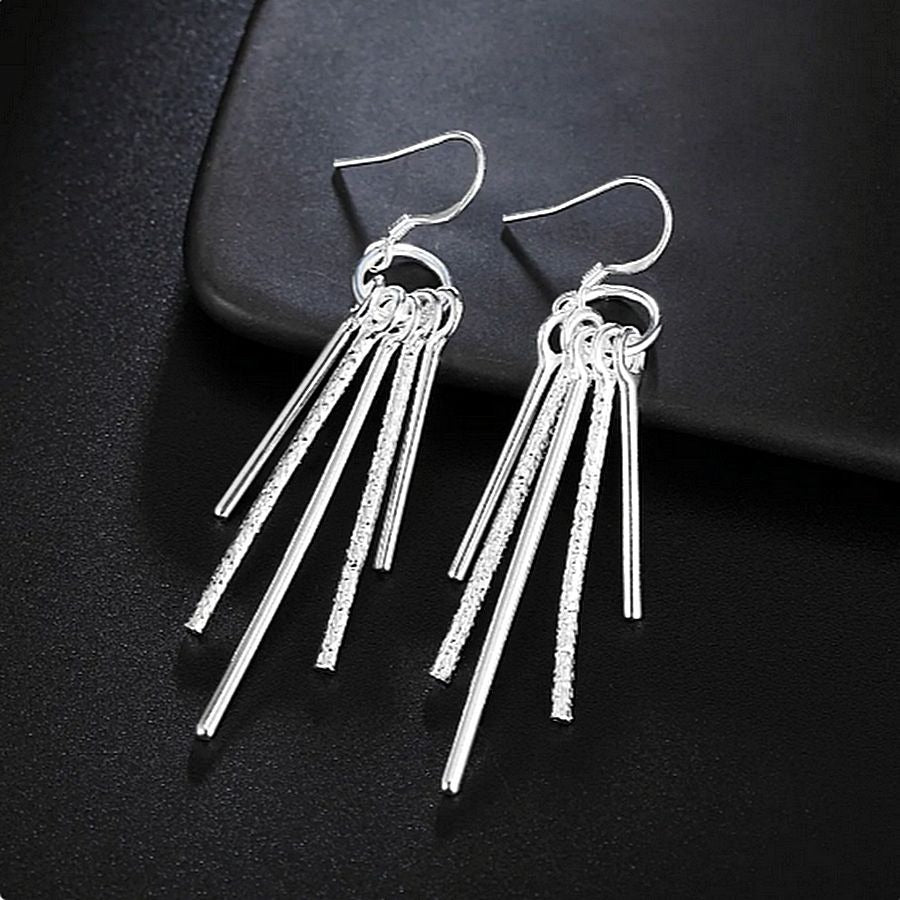Sara Noval Modern Vertical Bar 925 Sterling Silver Dangle Earrings Gift Packaged
