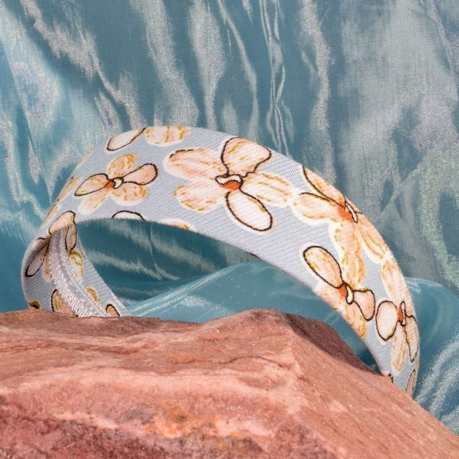 Raelynn Chris Artistic Flowers on Blue Floral Pattern Headband Gift Packaged