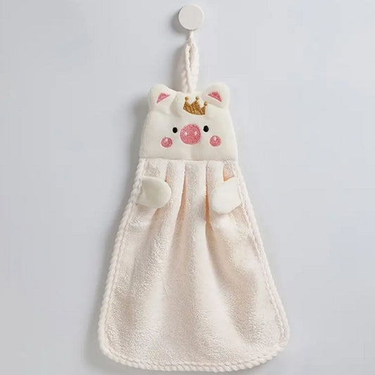 Royce Royal Small White Embroidered Piggy Hanging Fingertip Towel Gift Packaged