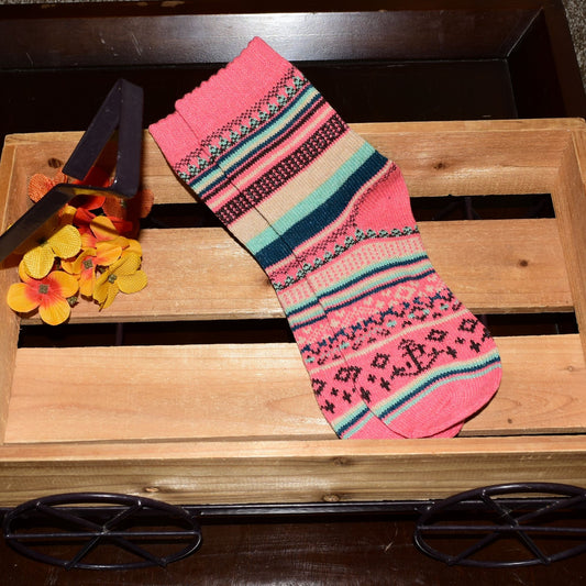 Zoanne Anchor Fair Isle Socks Pink
