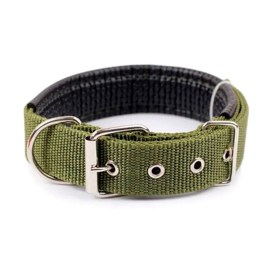 Nikalos Large Green Standard Nylon Comfort Strip D Ring Metal Buckle Dog Collar