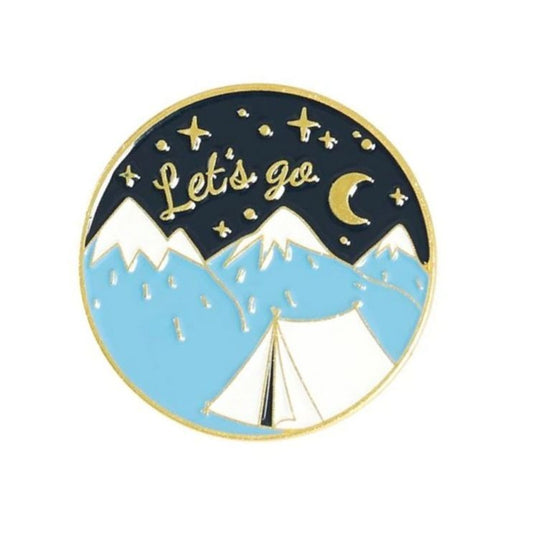 Casen Let's Go Mountain Camping Clasp Back Pin Gift Packaged