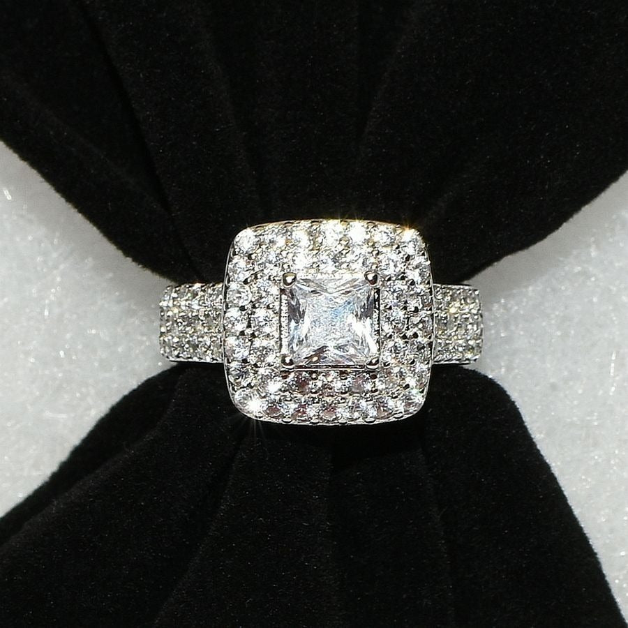 Julieta Princess Size 9 925 Sterling Silver Cubic Zirconia Ring Gift Boxed