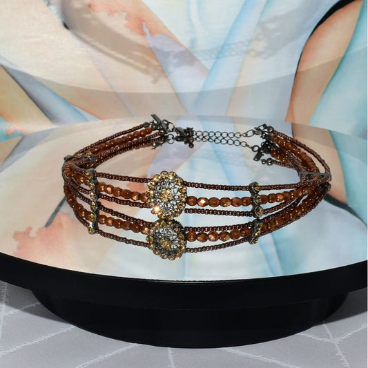 Multi Layer Medallion Pendant Beaded Choker Caroline C Estate Collection Piece