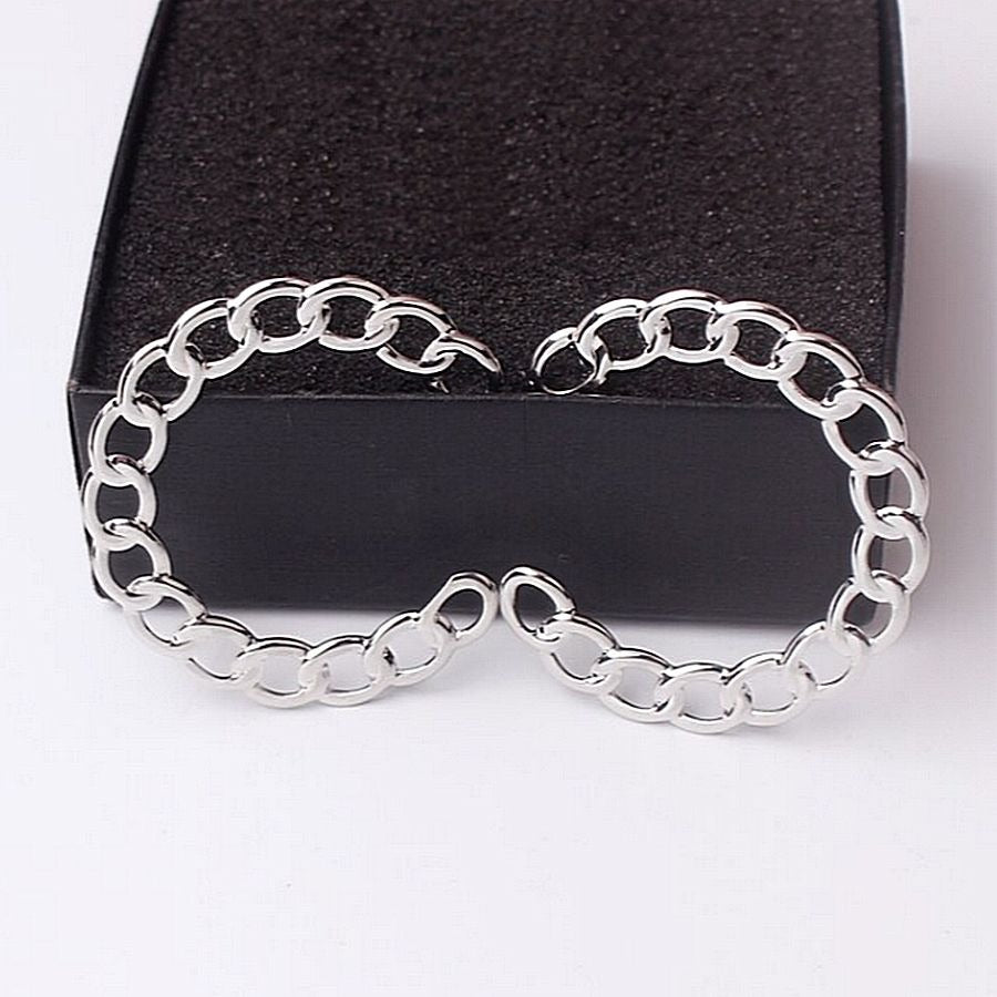 Alyssa Leanne Silver Stationary Link Design Hoop Post Earrings