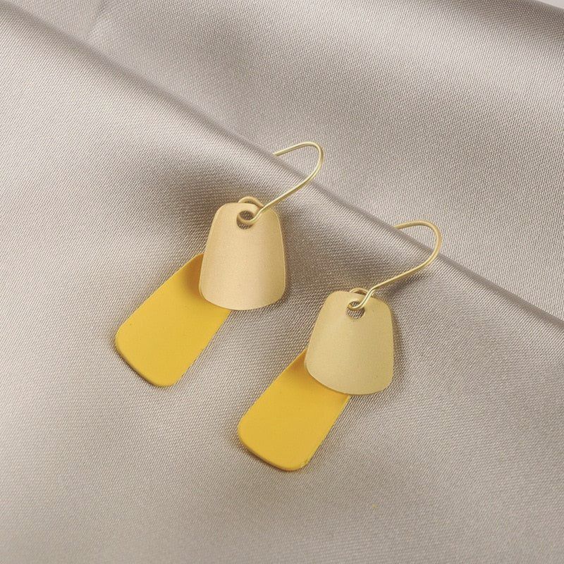 Emmie Jaise Yellow and Gold Double Layer Petal Dangle Hook Earrings Gift Package