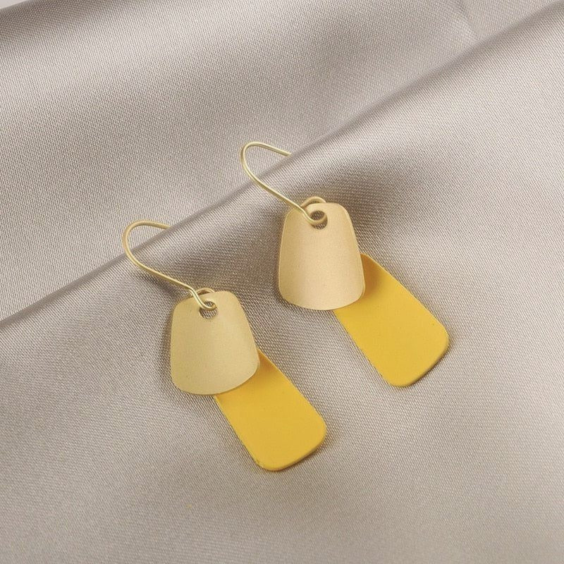 Emmie Jaise Yellow and Gold Double Layer Petal Dangle Hook Earrings Gift Package