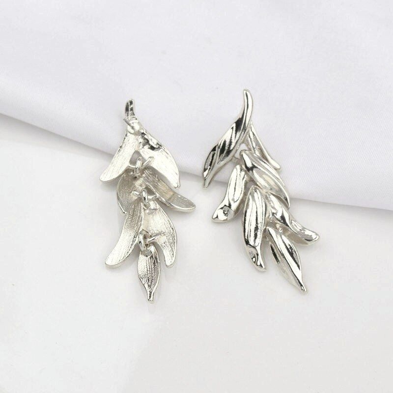 Deandria Banks Leaves of Silver Layered Leaf Earrings Gift Packaged
