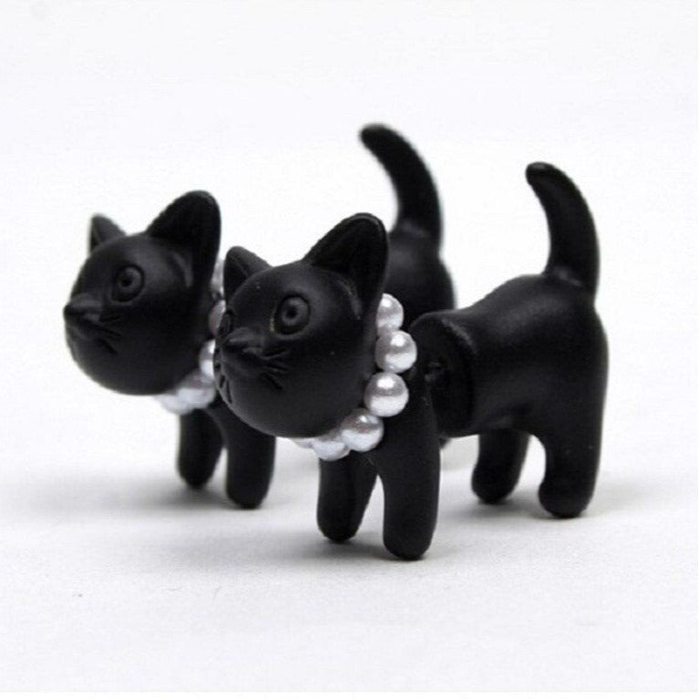 Deb Dee Dee Cutie Black Cat 3D Kitty Earrings Gift Packaged