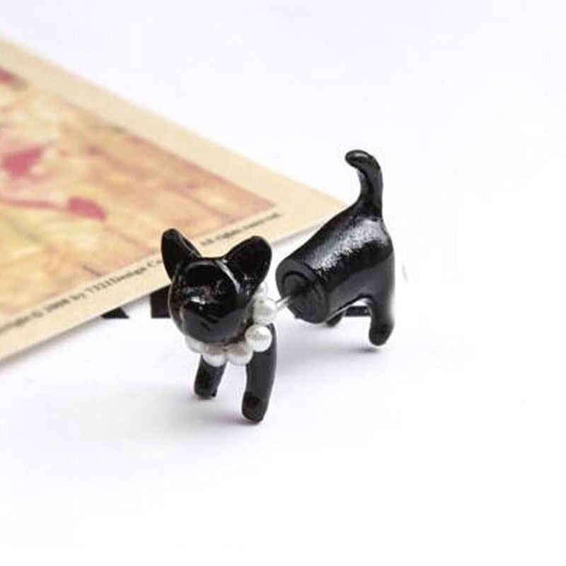 Deb Dee Dee Cutie Black Cat 3D Kitty Earrings Gift Packaged