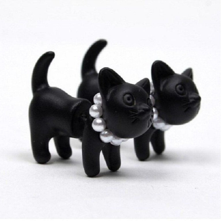 Deb Dee Dee Cutie Black Cat 3D Kitty Earrings Gift Packaged
