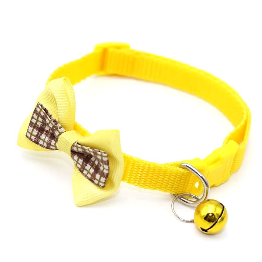 Kylee Kaylen Colorful Yellow Plaid Bow Tie Bell Cat Collar and Toys Gift Package