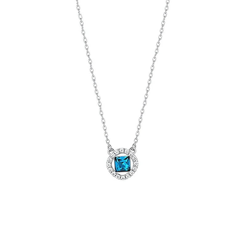 Melissa Ann Topaz Blue Cubic Zirconia Sterling Silver Necklace Gift Packaged