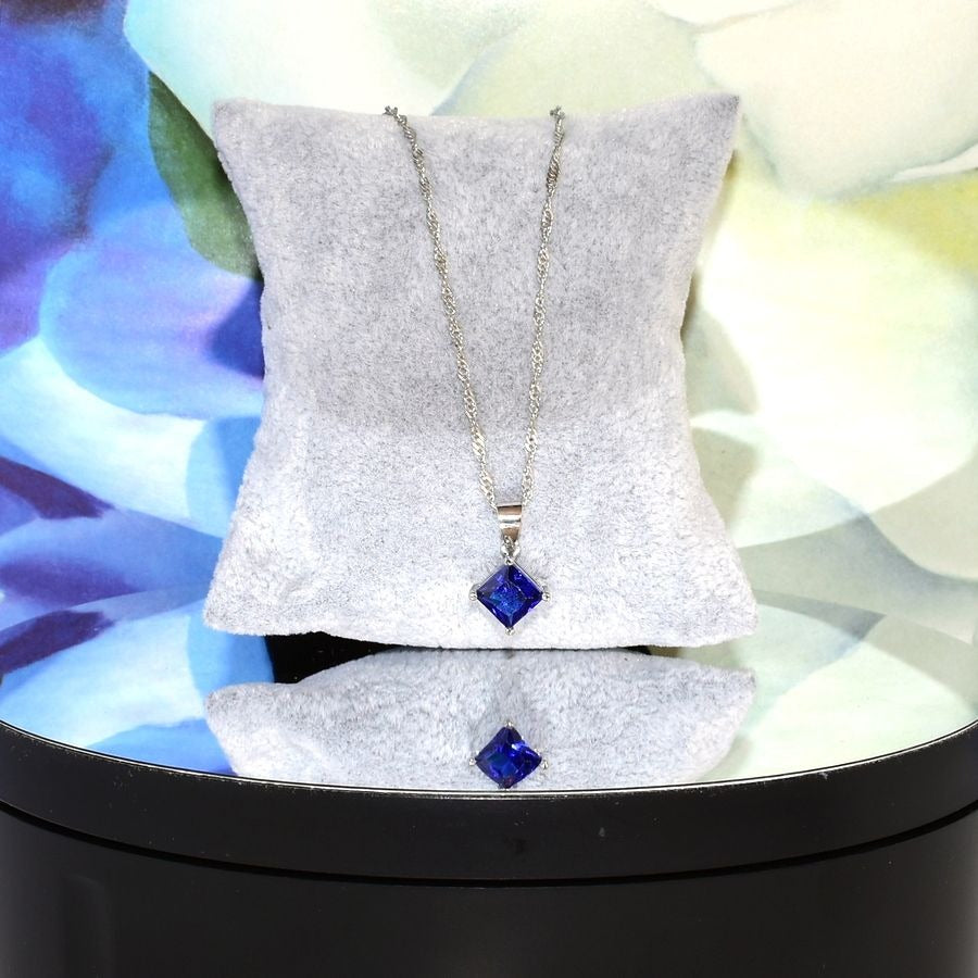 Mia Sincerity Blue Sapphire 925 Sterling Silver Necklace Gift Boxed