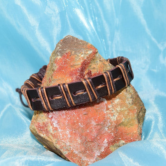 Malik Punch Weave Hemp Leather Bracelet Cinnamon Brown Gift Packaged