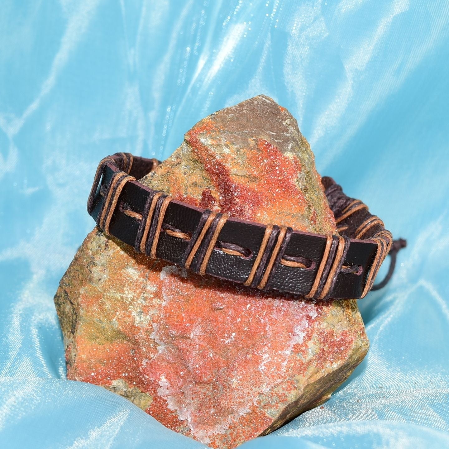 Malik Punch Weave Hemp Leather Bracelet Cinnamon Brown Gift Packaged
