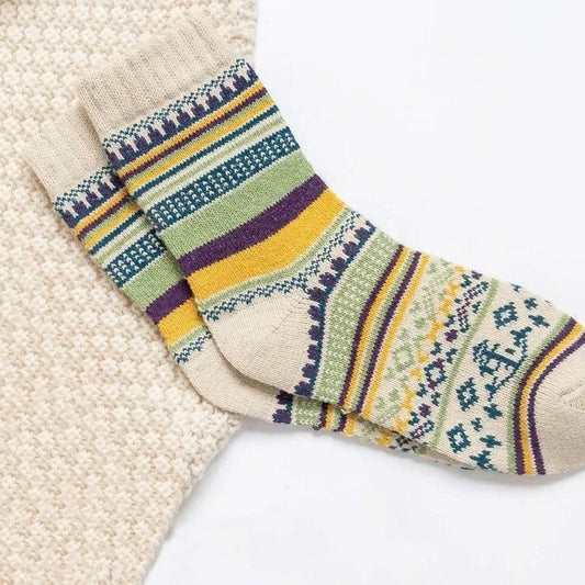 Zoanne Anchor Fair Isle Socks Beige