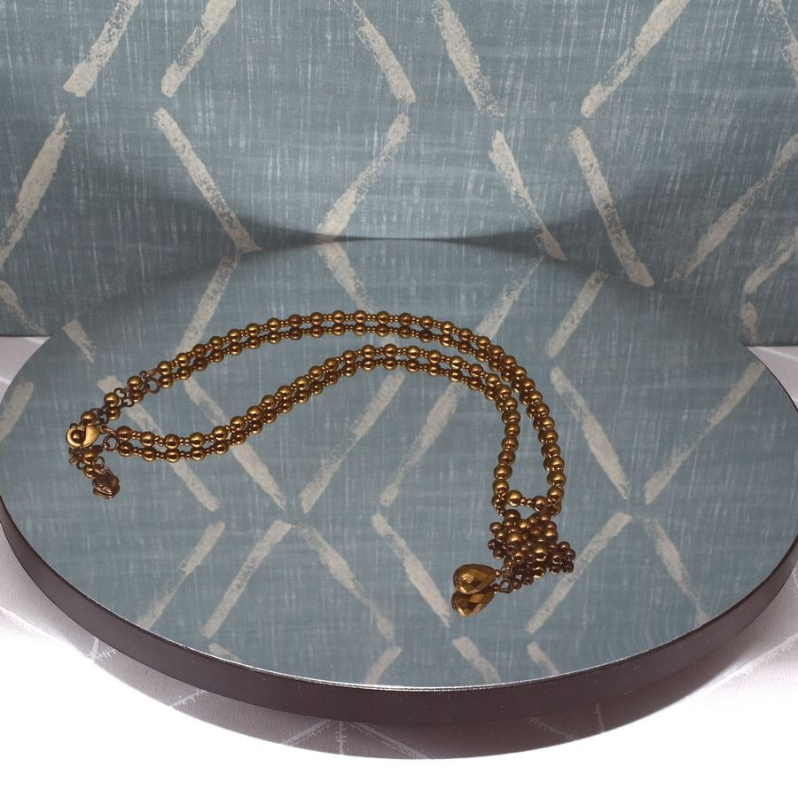 Bronze Rhombus Shaped Drop Bead Necklace Caroline C Estate Collection Gift Boxed