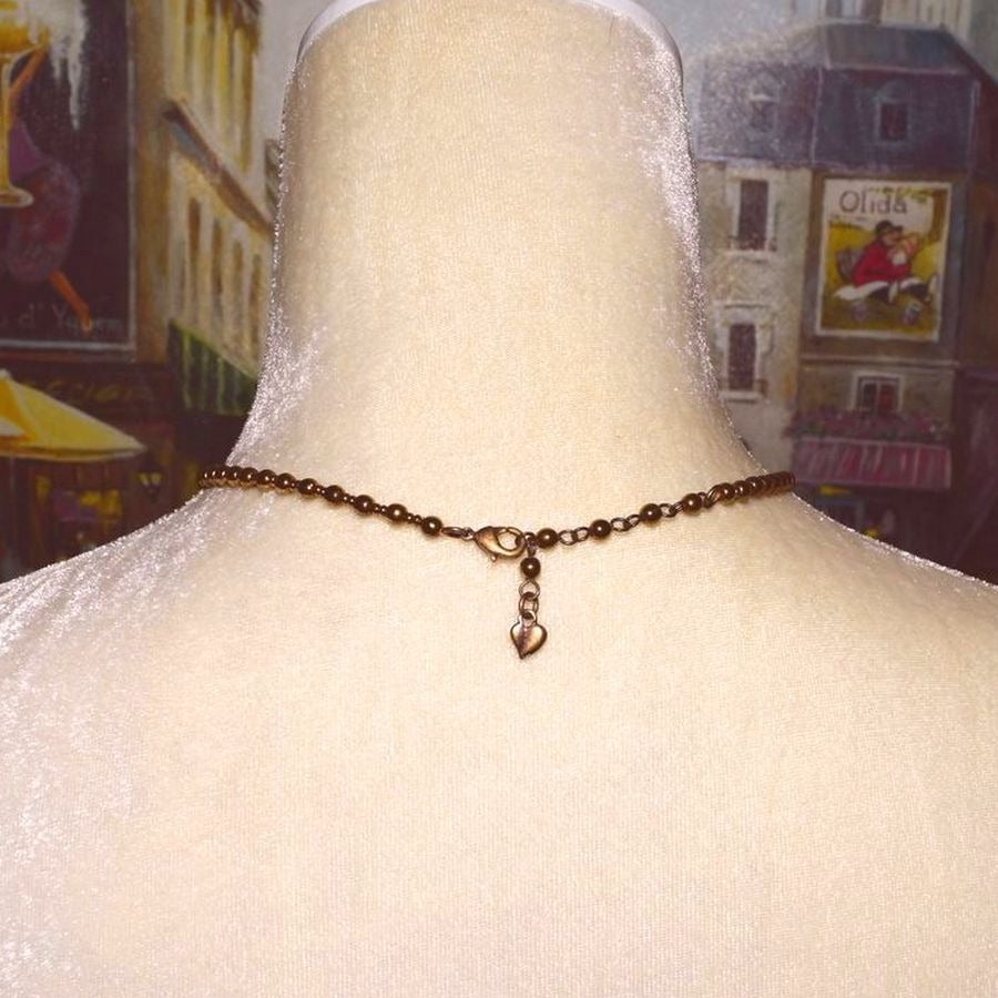 Bronze Rhombus Shaped Drop Bead Necklace Caroline C Estate Collection Gift Boxed